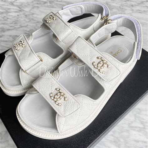 white chanel slippers